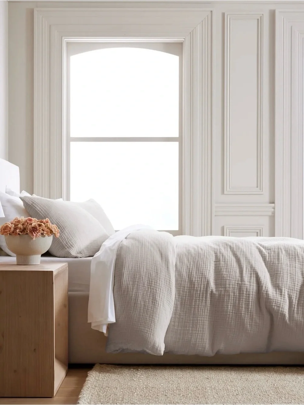 NWOT Airy Gauze Light Gray Organic Cotton Duvet Cover Set - Retail 170